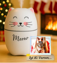 Yılbaşı Hediyesi Kişiye Özel Sevimli Kedi H2o Oda Nemlendirici Oda Kokusu (PERA MODA)