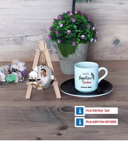 İngilizce Öğretmeni Türk Kahvesi Fincanı Ahşap Altlıklı ve Fotoğraflı Ahşap Anahtarlık Hediye (Model 7)