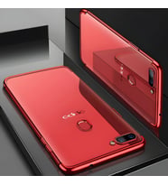Oppo AX7 Kılıf Dört Köşeli Lazer Silikon Kılıf (Kırmızı)