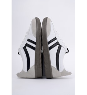 Muggo GARCİA Garantili Unisex Ortopedik Günlük Bağcıklı Yürüyüş Koşu Sneaker Spor Ayakkabı (Beyaz-Siyah)