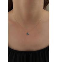 14 Ayar Altın Firuze Taşlı Kelebek Kolye (Rose)