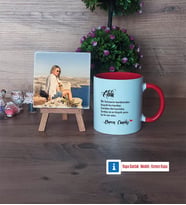 Ablaya Hediye Fotoğraflı Dekoratif Taş, Kupa Bardak Beyaz Hediye (Model 2)