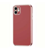 Apple iPhone 12 Kılıf Zore Bark Kenarları Altın Renk Kılıf (Kahverengi)