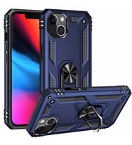 Uyumlu Model Apple iPhone 13 Kılıf Yüzüklü Zırh Tank Vega (Lacivert)