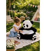 Panda Pelüş Bebek Çocuk Koltuğu (Siyah - Beyaz)