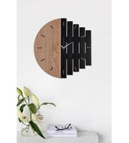 Dekoratif Ahşap Duvar Saati 43 Cm - Ritim (Siyah)