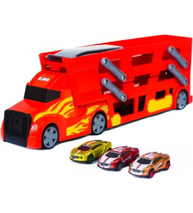 King Toys 3 Katlı Sürat Pistli Tır 3 Arabalı Transporter Tır (Mavi)