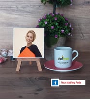 Diyetisyen Fotoğraflı Dekoratif Taş, Ahşap Altlıklı Türk Kahvesi Fincanı Hediye Diyetisyene Hediye Diyetisyenler Günü Hediyesi (Model 6)