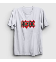 Presmono Unisex Sarı Red Black AC/DC T-Shirt 6551tt (Beyaz)