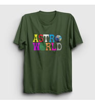 Presmono Unisex Sarı Astroworld V2 Travis Scott T-Shirt 43966tt (Haki)