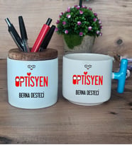 Optisyen Hediye Sepeti Kupa Bardak T Kulplu, Kalemlik Hediyeleri Tıp Bayramı Hediyesi (Model 3)