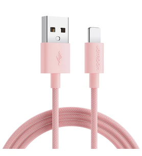 Joyroom İphone USB Renkli Yanmaz Silikon Data Şarj Kablosu (Pembe)