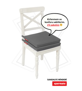 XPERMATE Fermuarlı 2'li Sandalye Minderi Su İtici Kumaş 40x40 cm Sünger Sandalye Minderi Bağcıklı (Antrasit)