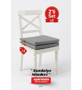 XPERMATE Fermuarlı 2'li Sandalye Minderi Su İtici Kumaş 40x40 cm Sünger Sandalye Minderi Bağcıklı (Antrasit)