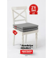 XPERMATE Fermuarlı 2'li Sandalye Minderi Su İtici Kumaş 40x40 cm Sünger Sandalye Minderi Bağcıklı (Antrasit)