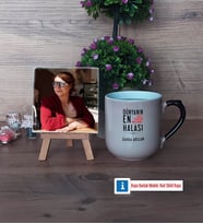Halaya Hediye Fotoğraflı Dekoratif Taş, Kupa Bardak Beyaz Hediye (Model 10)