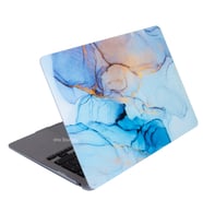 McStorey Macbook Air M1 ile Uyumlu Kılıf HardCase A1932 A2179 A2337 Marble14NL (Açık Mavi)