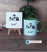 Sevimli Panda Dekoratif Taş, Kupa Bardak Kırmızı Hediye (Model 13)