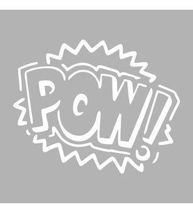 Pow Araba Sticker siyah 17x14 CM (Beyaz)