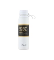Termos Bardak Büyük Kapasiteli Taşınabilir Spor Paslanmaz Çelik Su Şişesi 0.65ml (Beyaz-Krem)