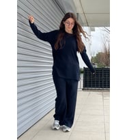 Nare Siyah Tunik Pantolon I·kili Takım (Lacivert)