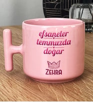 Kişiye Özel Yengeç Aslan Burcu Hediye Pastel T Kupa Doğum Günü Hediyesi (Pembe)