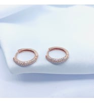Zirkon Taşlı Halka Gümüş Küpe (Rose)