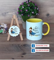 Kadın Öğretmene Hediye Kupa Bardak Kırmızı ve Ahşap Anahtarlık Hediye (Model 6)