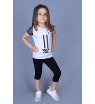 Toontoy Kız Çocuk File Detaylı Taytlı Takım ( Gri-Melanj)