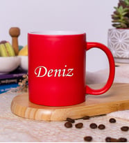 Kişiye Özel Yazılı & Renkli Kupa Bardak, 14 Farklı Renk Seçeneği (Kırmızı)