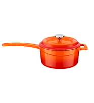 Lava Döküm Yuvarlak Sos Tenceresi. Döküm Demir Yekpare Saplı Trendy Serisi Çap(Ø16 cm. (Turuncu)