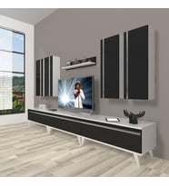 Decoraktiv Eko 8d Mdf Retro Tv Ünitesi Tv Sehpası (Beyaz-Siyah)