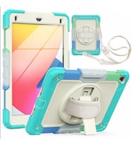 Apple iPad 5. Nesil 9.7" Kılıf Renkli Strap Zırh Case 2017 A1822 A1823 (Turkuaz)