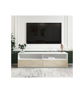 Centra Kapaklı Tv Sehpası,Tv Ünitesi, Ev-Ofis (Beyaz - Bej)