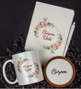 Kişiye Özel Defter Kalem Kupa Ve Bardak Altlığı Hediye Seti 103761 (Model 4)