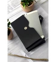 Lederax Hakiki Deri Telefon Bölmeli Portföy Kartlık Uzun Cüzdan LD513 (Siyah)
