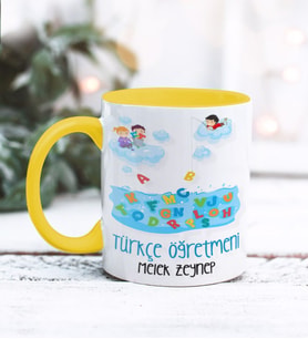 Türkçe Öğretmeni Tasarımlı Kişiye Özel Kupa Bardak (Sarı)