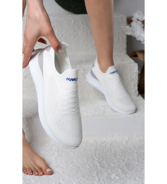 İmershoes Günlük Kadın Sneaker Hafif Yürüyüş Bağcıksız Erkek Spor Ayakkabı 041F (Beyaz)