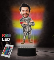 Doğum Günü Hediyesi,Sevgiliye Hediye, Kişiye Özel Fotoğraflı Asker 2 Karikatür 3D Led Lamba (RGB)