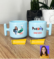 Kişiye Özel Karikatürlü Psikolog Hediye Pastel T Kupa Kadın Psikologa Tıp Bayramı Hediyesi (Mavi)