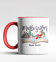Kişiye Özel Mulu Yıllar Tasarımlı Siyah Kupa (Kırmızı)