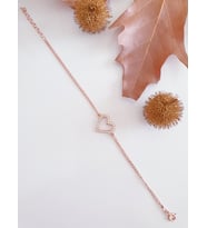 beyaz taşlı kalpli bayan gümüş bileklik (Rose)