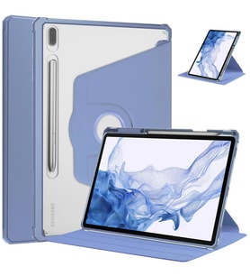 Samsung Galaxy Tab S7 Plus T970 Kılıf Termik Kalem Bölmeli Dönebilen Standlı Cas (Leylak)