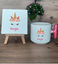 Unicorn Hediye Seti Kupa Bardak T Kulplu ve Dekoratif Taş Arkadaşa Kız Kardeşe Hediye (Model 4)