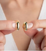 925 Ayar Gümüş Taşsız Halka Küpe (Gold)