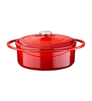 Lava Döküm Oval Tencere Döküm Demir Kapak Heritage Serisi Ölçü 22x28cm. (Kırmızı)
