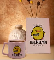 BK Gift Esprili Tasarım Serisi Pudra Pembesi Sert Kapaklı Defter ve Middle Kupa Seti, Arkadaşa Hediye, Yeni İş Hediyesi, Doğum Günü Hediyesi (Model 14)