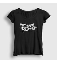 Presmono Kadın Sarı Logo My Chemical Romance T-Shirt 71112tt (Siyah)