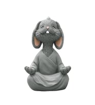 Dekoratif Yoga Yapan Tavşan Biblo Meditasyon Büyük Boy Tavşan Heykeli Ev Dekoru 18x11.5 cm (Gri)