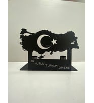 Masa Üstü Türk Bayraklı Kalemlik (Siyah)